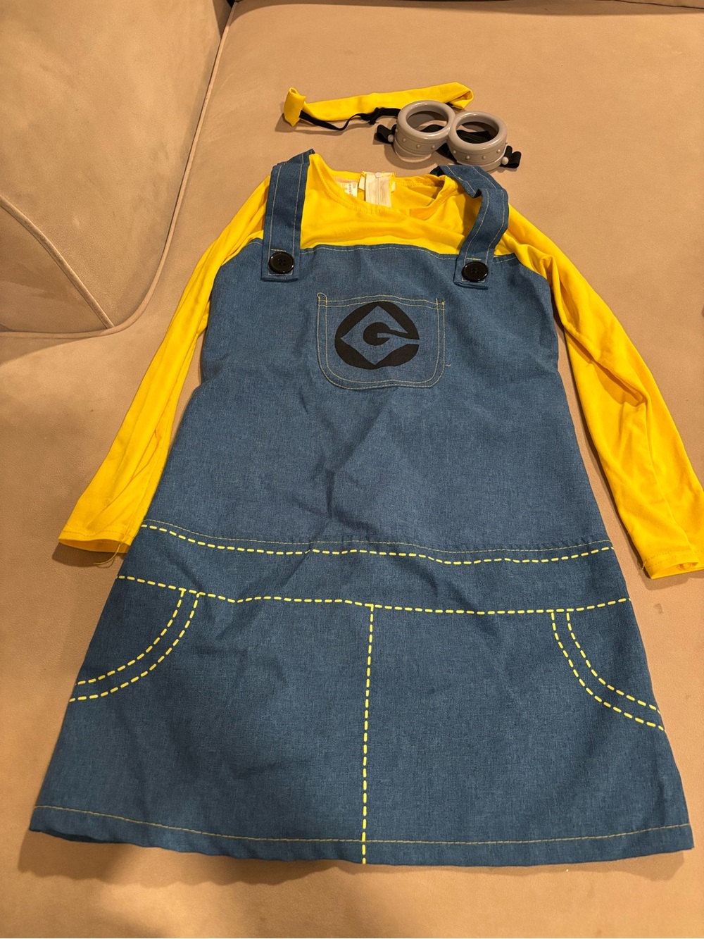 Despicable Me Minion girl costume 
Jeans Yellow & Denim Kids Overall Dress